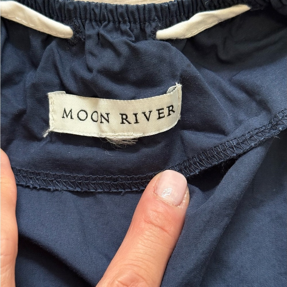 Moon River Navy Drawstring Maxi Skirt - Picture 4 of 8
